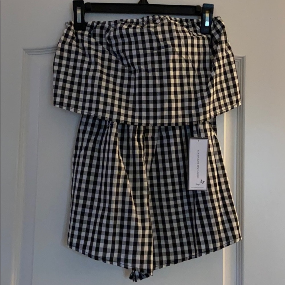 NWT Buffalo Plaid Strapless Romper